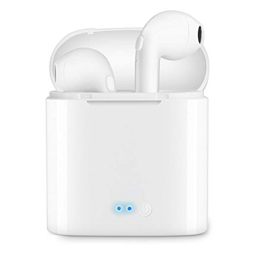 OUYA Wireless Earbuds, i7 TWS Wireless Earbuds with Charging Case Hands Free for iPhone X 8 8plus 7 7plus 6S Samsung IOS Android SmartPhones, Mini In-Ear Headphones Earphone with Mic.