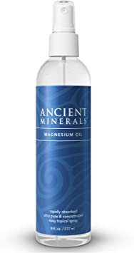 Ancient Minerals Magnesium Oil Spray Bottle of Pure Genuine Zechstein Magnesium Chloride - Topical Magnesium Supplement for Skin Application and Dermal Absorption (8 Fl Oz)