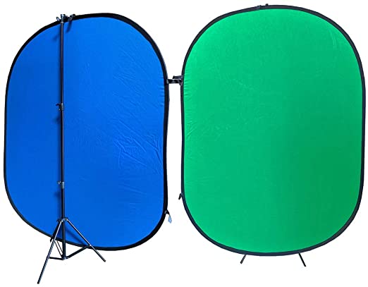 ePhotoInc Portable Double-Sided Pop-Up Background Reversible Chroma Key Green and Blue Background Kit
