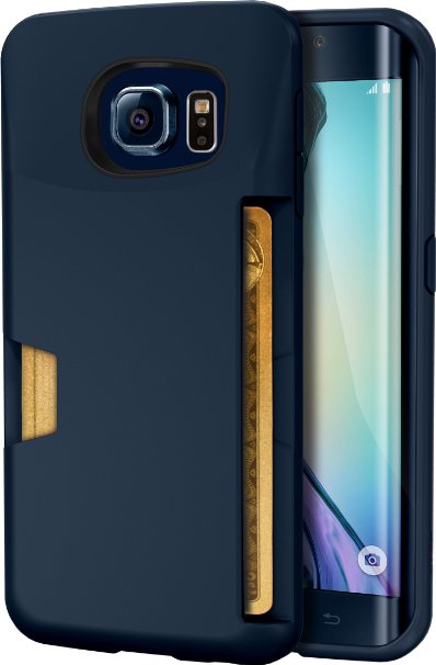 Galaxy S6 Edge Wallet Case - Vault Slim Wallet by Silk - Ultra Slim Protective Credit Card ID Cover Midnight Blue