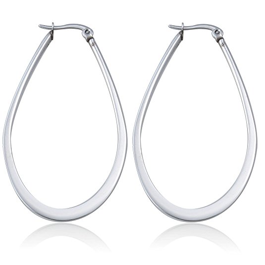 Besteel Stainless Steel Womens Teardrop Earrings Hoops Hypoallergenic 40MM 50MM 60MM