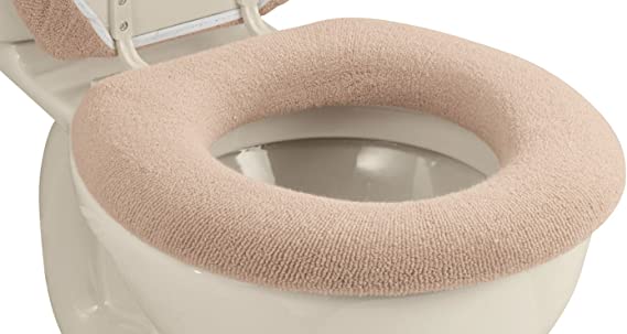 Miles Kimball Elastic Cushioned Toilet Seat Cover Universal FitTan