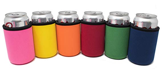 TahoeBay 6 Premium Can Sleeves - 5mm Thick Neoprene Beer Coolies for Cans - Blank Drink Coolers (Multicolor, 6)