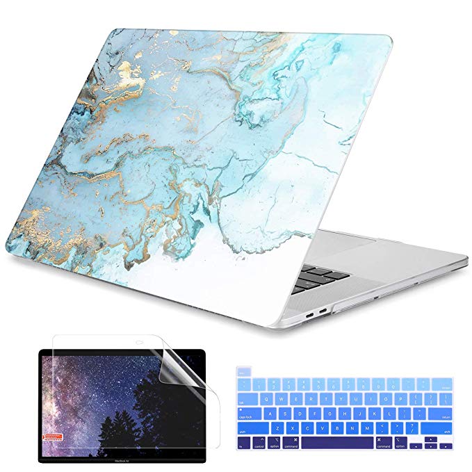 Dongke MacBook Pro 16 inch Case Model A2141 (2019 2020 Released), Plastic Hard Shell Case Cover Only Compatible with MacBook Pro 16 inch with Retina Display & Touch Bar Fits Touch ID, Gold Marble