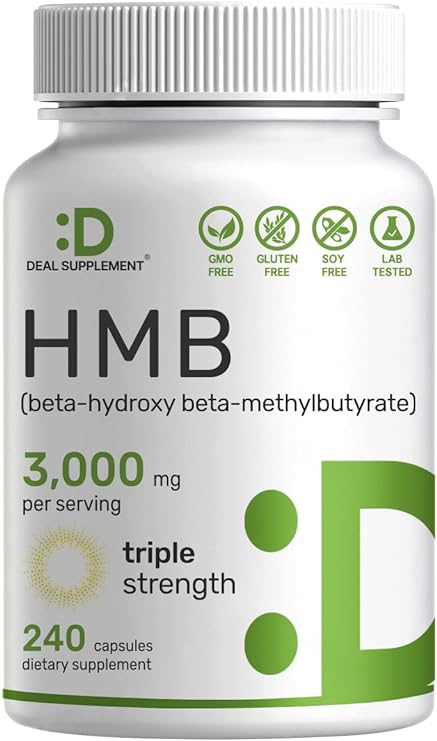 DEAL SUPPLEMENT Ultra Strength HMB Supplements 3,000mg Per Serving, 240 Capsules | Third Party Tested | Supports Muscle Growth, Retention & Lean Muscle Mass | Fast Workout Recovery