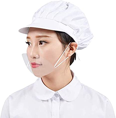50 Pcs/Box Chef Plastic Transparent Mouth Cover Clear Mouth Shield Anti-Fog Face Cover for Food Service Restaurant Cooking Bakery Cake Shop Hotel Catering Kitchen(Delivered Within 7-10 Days))