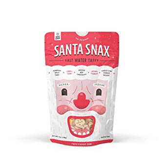 Taffy Shop Santa Snax Salt Water Taffy | Christmas flavors include Candy Cane, Creamy Eggnog, Pumpkin Spice Cake, Frozen Hot Chocolate, Chocolate Chip Cookie Dough- Christmas Stocking Stuffers (1 Bag)