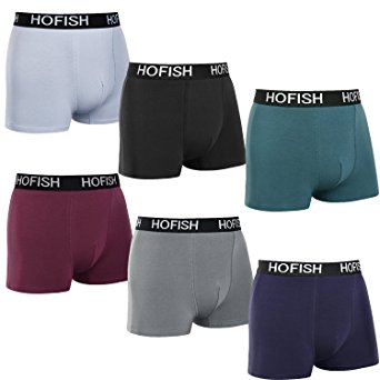 HOFISH Men's Seamless Comfort Soft Cotton Boxer Brief (Pack of 6)