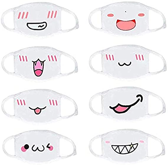 8 Pack Cartoon Sweet Cat Pattern Mouth Face Protective Cotton Anti-Dust Fashion Kawaii Cute Reusable & Washable
