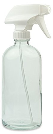Empty Clear Glass Spray Bottle - Large 16 oz Refillable Container is Great for Essential Oils, Cleaning Products, Homemade Cleaners, Aromatherapy, Cooking Oils, or Water Misting - White Trigger Sprayer w/ Mist and Stream Settings