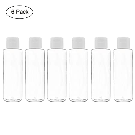 TrendBox 6 Pack Plastic Empty Bottles with Flip Cap for Shampoo, Lotions, Liquid Body Soap, Cream (2 oz / 60 ml)