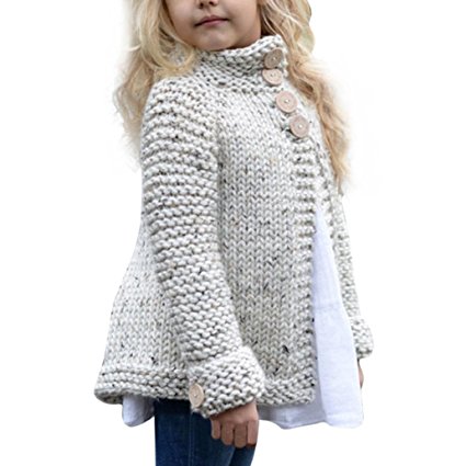 FEITONG Toddler Kids Baby Girls Outfit Clothes Button Knitted Sweater Cardigan Coat Tops