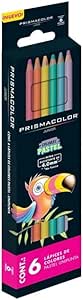 Prismacolor Pastel Colored Pencils Set, 6 count, Brilliant Colors, Junior 4.0mm