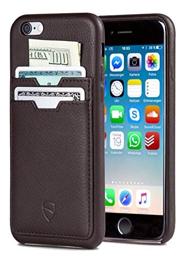 iPhone 6 & 6S Bumper Case, Vaultskin Soho TWO Leather Wallet Case - Premium Italian Leather, Ultra Slim Design (Brown - 2 pockets)