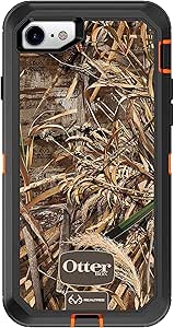 OtterBox Defender Series Case for iPhone SE (3rd & 2nd Gen) & iPhone 8/7 (Only - Not Plus) - Case Only - Non-Retail Packaging - Realtree Max 5HD (Blaze Orange/Black/Max 5 Design)