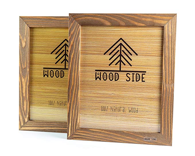 Rustic Wooden Picture Frame 8x10 - Made To Display Pictures 8x10 - Set of 2- 100% Natural Eco Wood with Real Glass for Wall Mounting Walnut Photo Frame