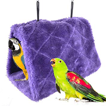 Winter Warm Bird Nest House Shed Hut Hanging Hammock Finch Cage Plush Fluffy Birds Hut Hideaway for Hamster Parrot Macaw Budgies Eclectus Parakeet Cockatiels Cockatoo Lovebird