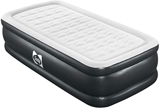 Sealy 94055E-BW Tritech Internal I-Beam 20 Inch High Single Person Inflatable Mattress Twin Airbed w/ Built-in Air Pump, Storage Bag, and Repair Patch