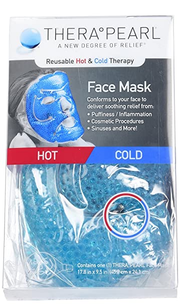 TheraPearl Face Mask, Reusable Hot Cold Ice Therapy Mask with Gel Beads, Flexible Cold Eye Mask for Acne, Swollen Face, Puffy Eyes, Relaxation, and Stress Relief