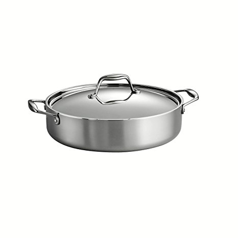 Tramontina 80116/015DS Gourmet Stainless Steel Induction-Ready Tri-Ply Clad Covered Braiser, 5-Quart, NSF-Certified, Made in Brazil