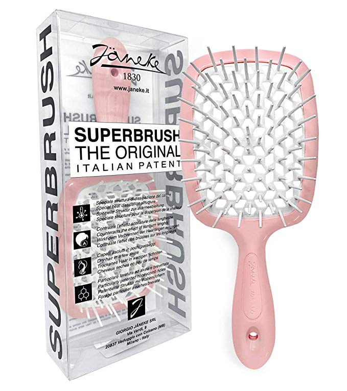 Janeke Superbrush Detangler Brush Anti-static Hairbrush Easy For Wet or Dry Use Flexible with Nylon Bristle Great for All Hair Types - Long Thick Curly -The Original Italian Patent ( Pink )