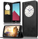 LG G4 Case Quick Circle Case  ALL IN ONE Works With Magnetic Car Mount Flip Cover Magnetic Wallet  Smart view Supports NFC Hands-free Display Stand by Juicy Case Black