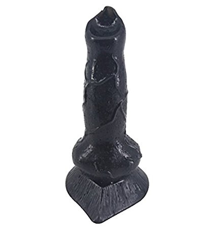 Sexy Diary Beginner's Vibe 7.3" Realistic Flexible Silicone Dildo Female Masturbation Sextoy with Wolf's Glans and Suction Base Cup - Black