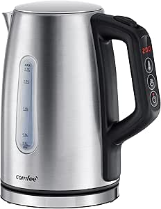 COMFEE' Stainless Steel Electric Kettle, Temperature Control with 6 Presets, 1-Hr Keep Warm, Kettle Water Boiler 1.7 Litres, 1500W with Viewing Window, Auto-Off and Boil-Dry Protection