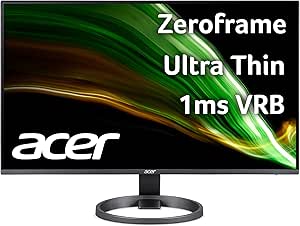 Acer R242Y Gyi 23.8" IPS Full HD Zero-Frame Gaming Office Monitor | Adaptive-Sync Support (FreeSync Compatible) | Up to 120Hz Refresh | 1ms (VRB) | Native 1500:1 | 99% sRGB | Tilt | HDMI & VGA Ports