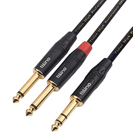 TISINO 1/4 inch TRS Stereo to Dual 1/4 inch TS Mono Insert Cable Y-Splitter Stereo Breakout Cable Patch Cord - 3.3 feet