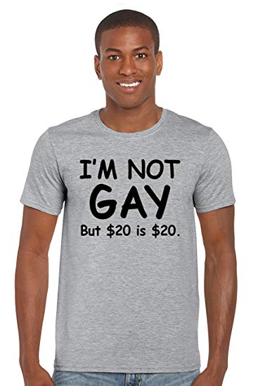 SHORE TRENDZ MensUnisex Im Not Gay But 20 is 20 Short Sleeve T-Shirt