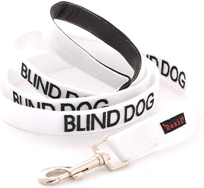 BLIND DOG White Color Coded Alert Warning 2 4 6 Foot Padded Dog Leash (No/Limited Sight) PREVENTS Accidents By Warning Others of Your Dog in Advance