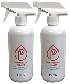 PUREFY Baby Everything Cleaner. Hypoallergenic. Antimicrobial. No Residue. Unscented. No Rinse. Baby Safe Cleaner for Toys, Pacifier, High Chair, and Nursery. (16oz, 2pk)