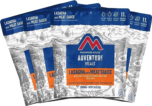 Mountain House Lasagna with Meat Sauce | Freeze Dried Backpacking & Camping Food |4-Pack