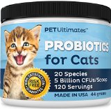 1 Probiotics for Cats - Cuts Litterbox Smell - Stops Diarrhea Guaranteed - 4X Servings 50X CFUs of Name Brand - Feline-Specific - Stops Vomiting Scratching Hot Spots Shedding - Non-GMO - Grain Free - Made in USA in GMP Facility - 100 Satisfaction Guaranteed