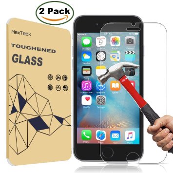 2 Pack iPhone 6 6S Screen Protector MaxTeck 026mm 9H Tempered Shatterproof Glass Screen Protector for iPhone 6 6S 47 inch 3D Touch Compatible - Lifetime Warranty
