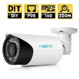 Reolink RLC-411S 4-Megapixel 1440P 2560x1440 POE Security IP Camera 4X Optical Motorized Zoom Built-in 16GB Micro SD Card Outdoor Waterproof Bullet Night Vision 80-110ft E-mail Alert FTP ONVIF