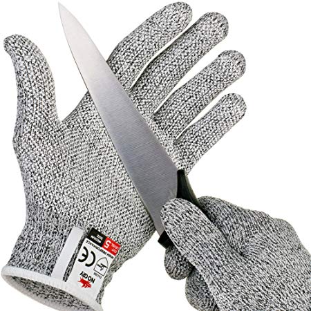 NoCry Cut Resistant Gloves with Secure-Grip Microdots and Level 5 Cut Protection. Comfort-Fit. Food Grade, Size Extra Large. Includes Free eCookbook!