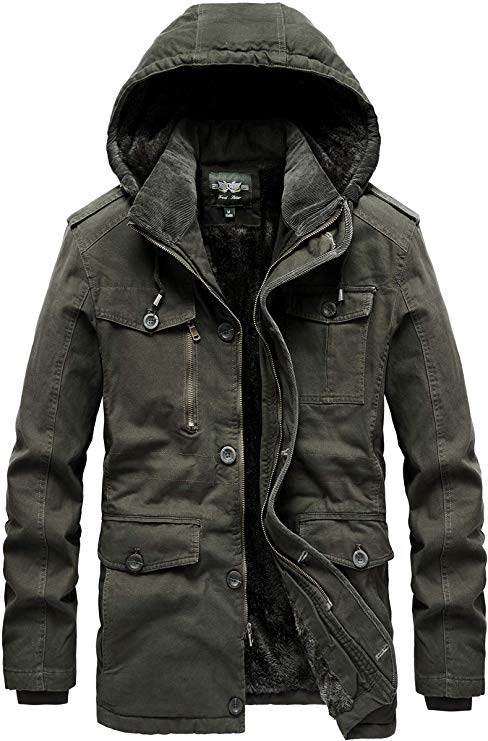 JYG Men's Winter Thicken Parka Jacket with Removable Hood