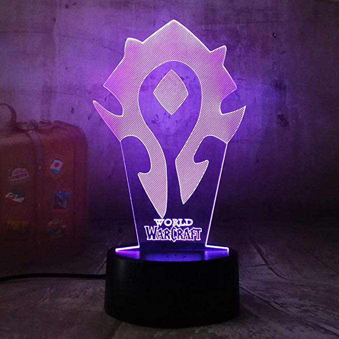 World of Warcraft Game 3D LED Night Light Best Gift for Game Lovers LED Table Lamp Bedroom Decoration Christmas Gift Wow Souvenir Kids Toys(Wow)