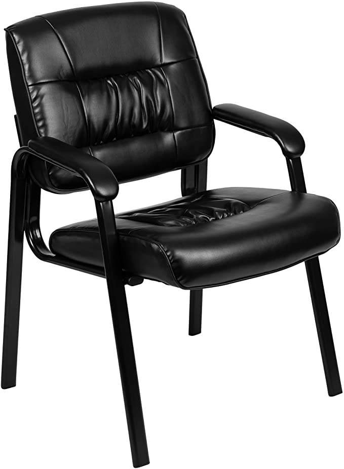 Flash Furniture Black LeatherSoft Antimicrobial / Antibacterial Medical Side Chair with Black Metal Frame