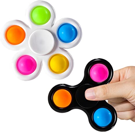 SCIONE Fidget Spinners 2 Pack,Fidget Toy,Poopp Fidget Packs for Kids,Push-Poopp Bubble Sensory Toys for Adults,Fidget Pack with Poopp Hand Spinners Toy
