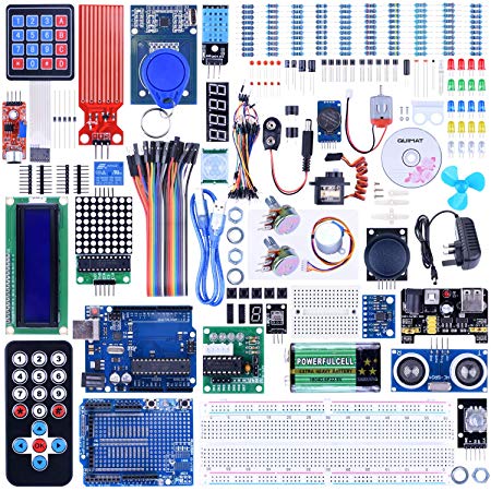 Quimat Arduino UNOR3 Project Super Starter Kit with Tutorial, UNOR3 controller board, LCD1602, Servo, Stepper Motor for Arduino Kit