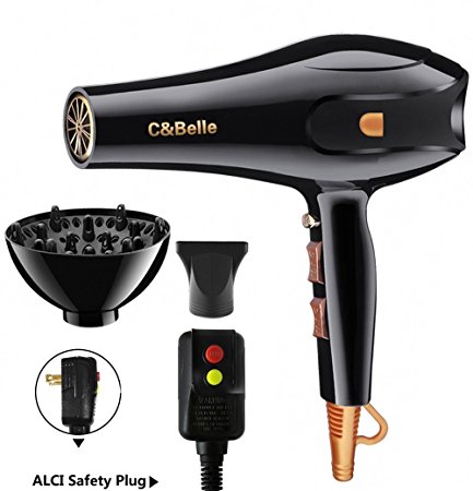 Hair Dryer Professional Ionic Hair Blow Dryer with Concentrator Diffuser 1875w Blow Dryers for Curly and Straight Hair