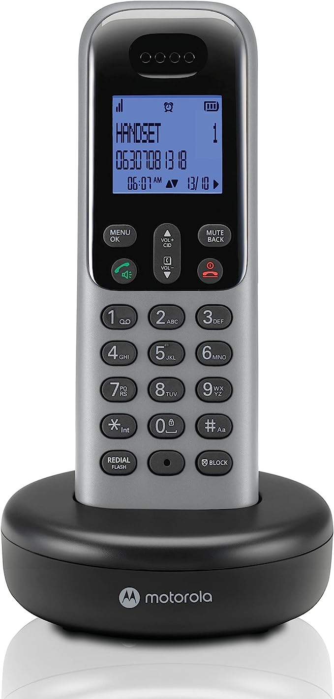 Motorola Voice T601 Cordless Phone System w/Digital Handset   Answering Machine, Call Block - Dark Grey