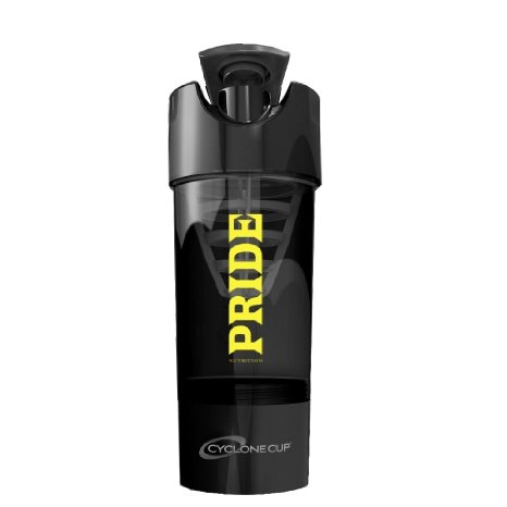 1 Pride Shaker Bottle 20oz- Patented Cyclone Blender Cup Design For Mixing Protein Powders Pre and Post Workout Supplements or Fruit Infuser- No Clumps Or Chunks Black