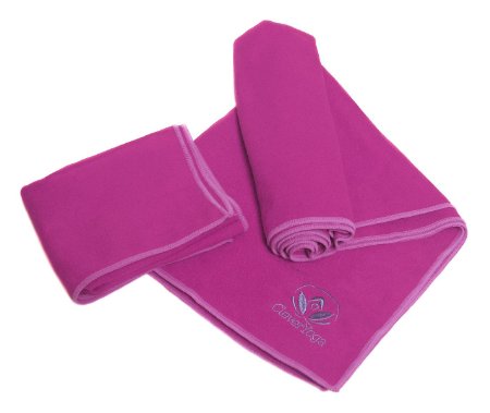 Clever Yoga Towel and Hand Towel Combo Made With The Best, Durable Microfiber - Comes With Our Special "Namaste" Lifetime Warranty (Multiple Colors)