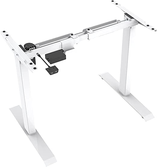 AnthroDesk Standing Desk Adjustable Electric Sit Stand Desk Frame, Home or Office Computer Workstation (White (Up/Down Controller))