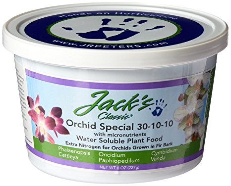 J R Peters Jacks Classic 30-10-10 Orchid Special Fertilizer, 8-Ounce