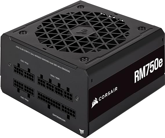 Corsair RM750e (2023) Fully Modular Low-Noise ATX Power Supply - ATX 3.0 & PCIe 5.0 Compliant - 105°C-Rated Capacitors - 80 PLUS Gold Efficiency - Modern Standby Support - Black